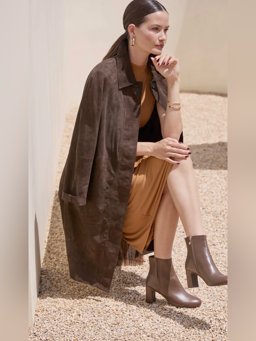 Paolo Tan Leather Ankle Booties with Side Zip